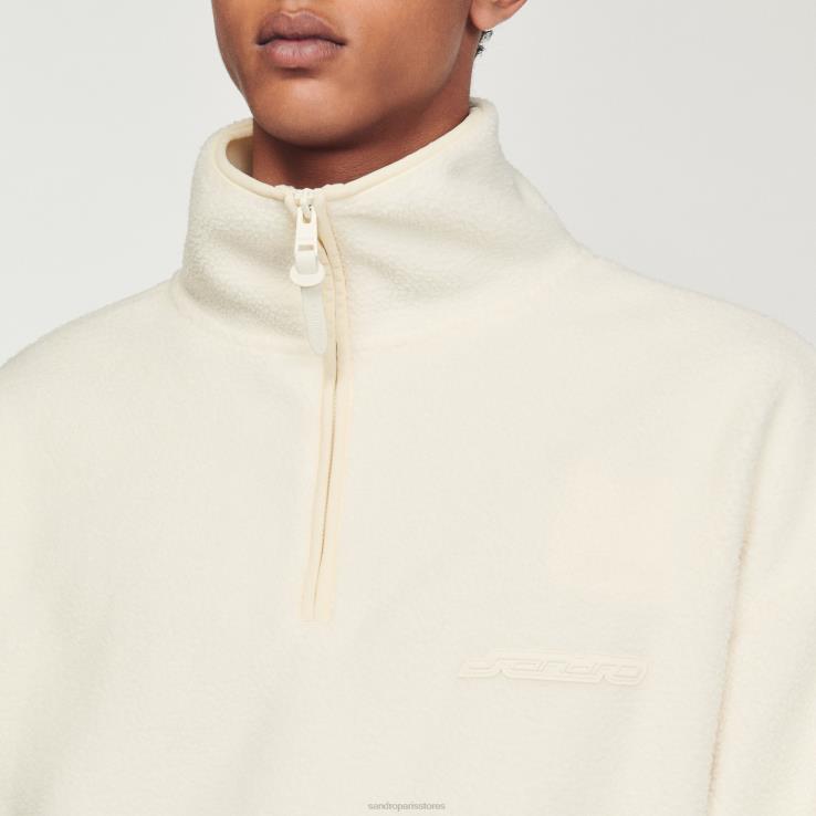 muži Sandro Paris ecru fleece s vysokým krkom odev 428TH623