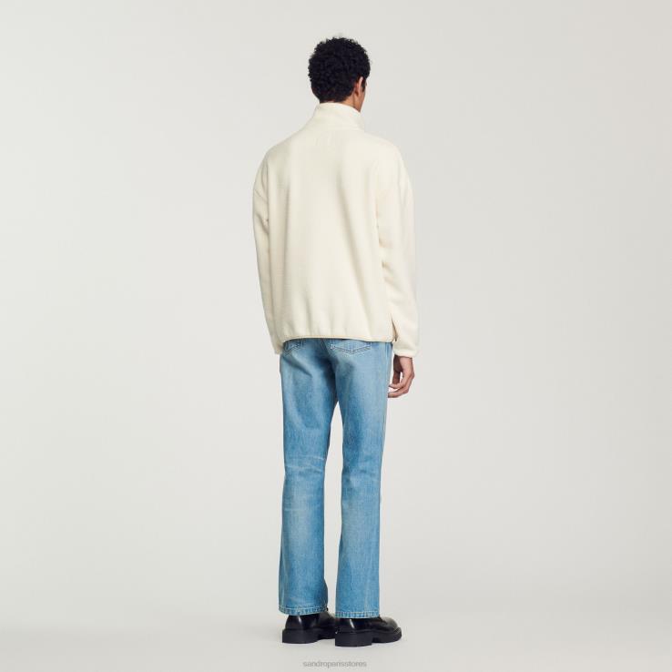 muži Sandro Paris ecru fleece s vysokým krkom odev 428TH623