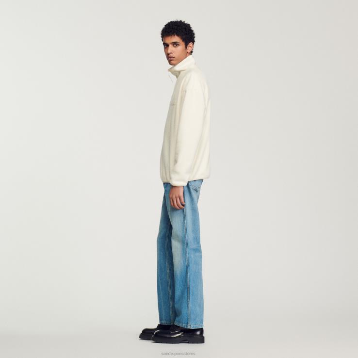 muži Sandro Paris ecru fleece s vysokým krkom odev 428TH623