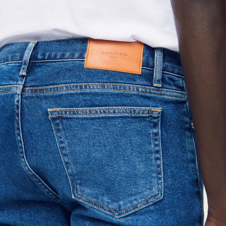 muži Sandro Paris modrý vintage - denim oprané džínsy - slim strih odev 428TH662
