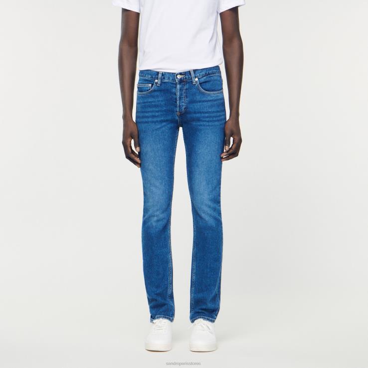 muži Sandro Paris modrý vintage - denim oprané džínsy - slim strih odev 428TH662