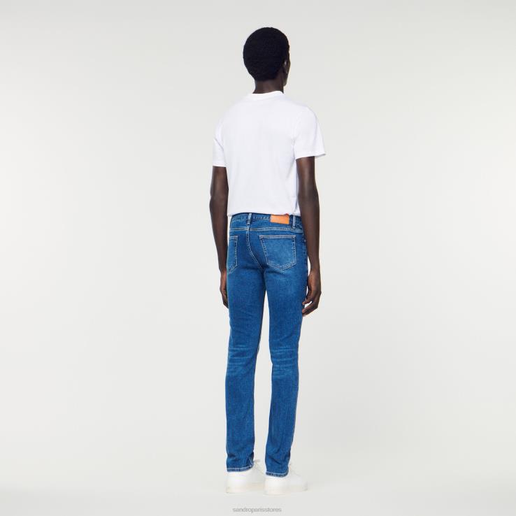 muži Sandro Paris modrý vintage - denim oprané džínsy - slim strih odev 428TH662