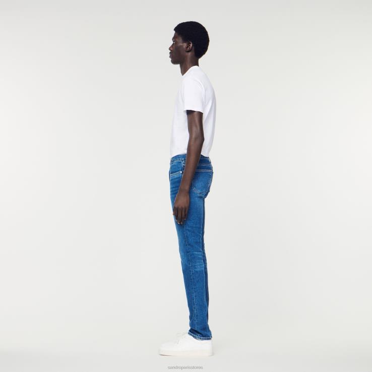muži Sandro Paris modrý vintage - denim oprané džínsy - slim strih odev 428TH662