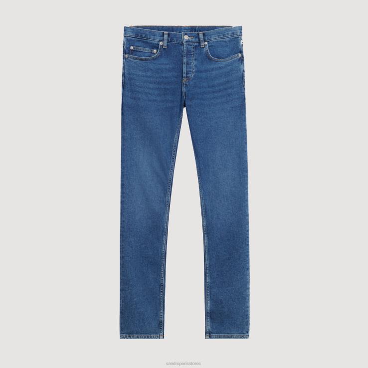 muži Sandro Paris modrý vintage - denim oprané džínsy - slim strih odev 428TH662