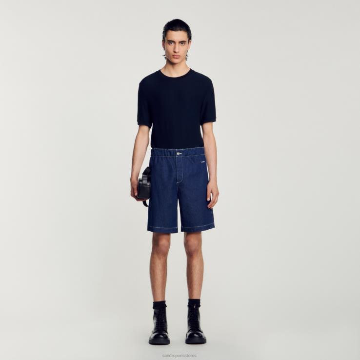 muži Sandro Paris raw-denim džínsové šortky odev 428TH604