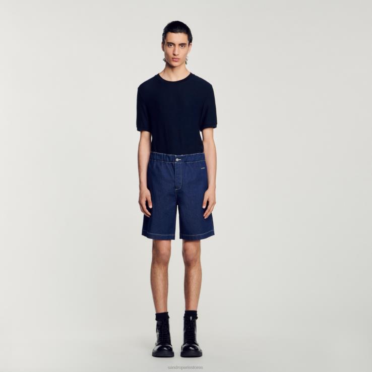 muži Sandro Paris raw-denim džínsové šortky odev 428TH604