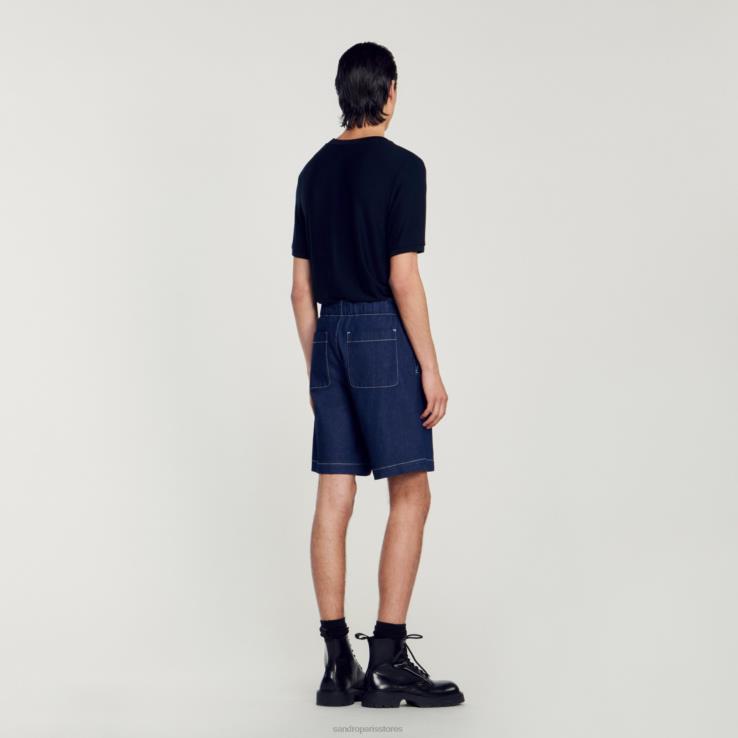 muži Sandro Paris raw-denim džínsové šortky odev 428TH604