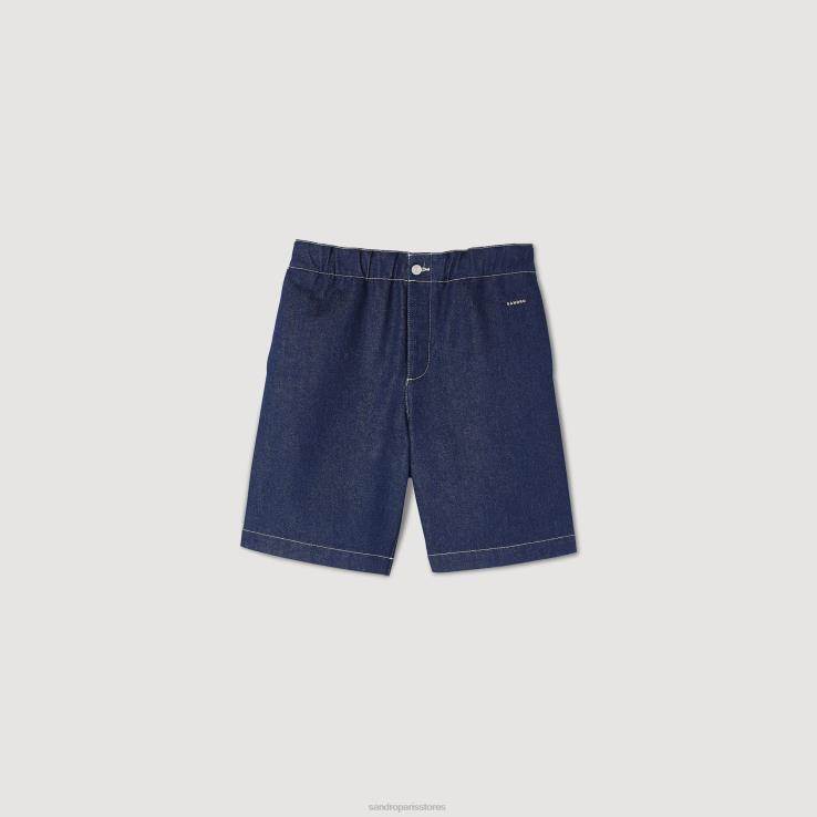 muži Sandro Paris raw-denim džínsové šortky odev 428TH604