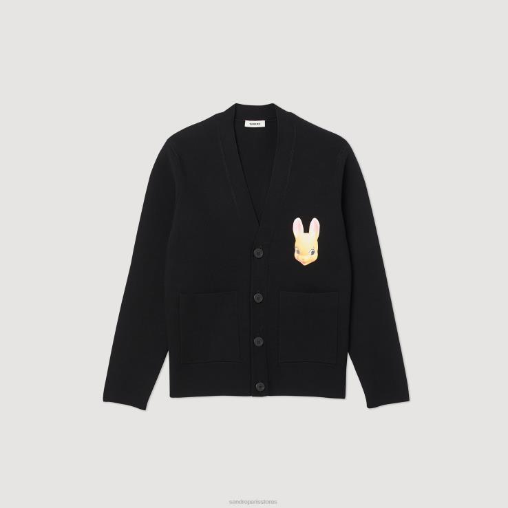 muži Sandro Paris čierna bunny cardigan odev 428TH797