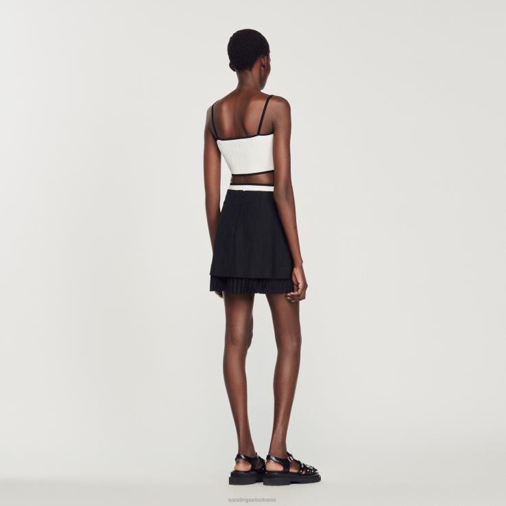 ženy Sandro Paris biely pletený crop top odev 428TH240