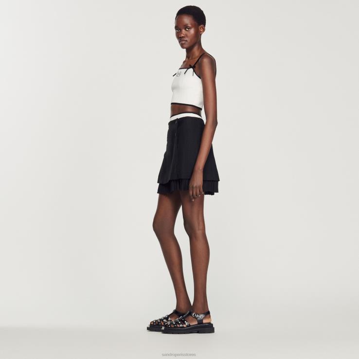 ženy Sandro Paris biely pletený crop top odev 428TH240