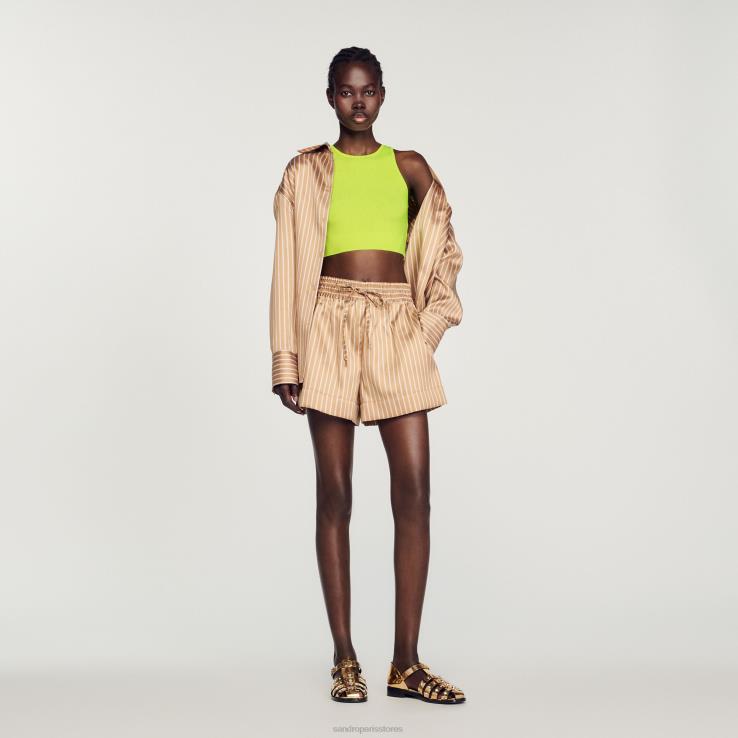 ženy Sandro Paris jablkovo zelené pletený crop top odev 428TH449