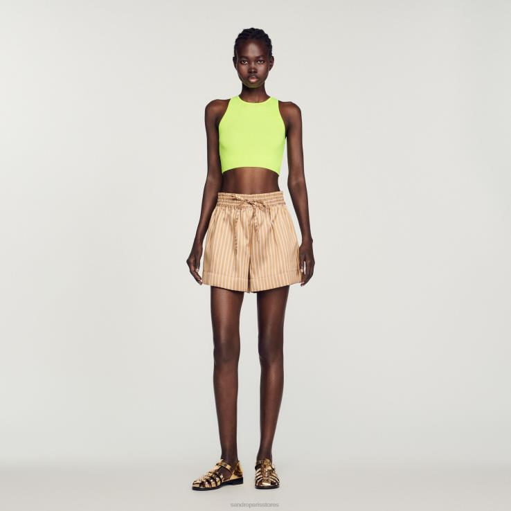 ženy Sandro Paris jablkovo zelené pletený crop top odev 428TH449