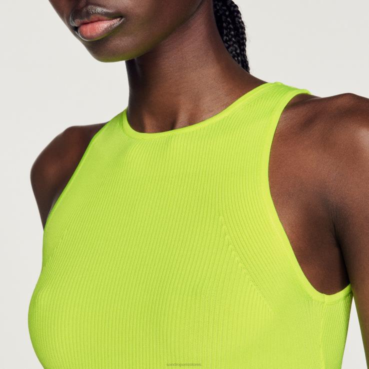 ženy Sandro Paris jablkovo zelené pletený crop top odev 428TH449