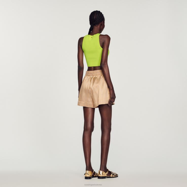 ženy Sandro Paris jablkovo zelené pletený crop top odev 428TH449