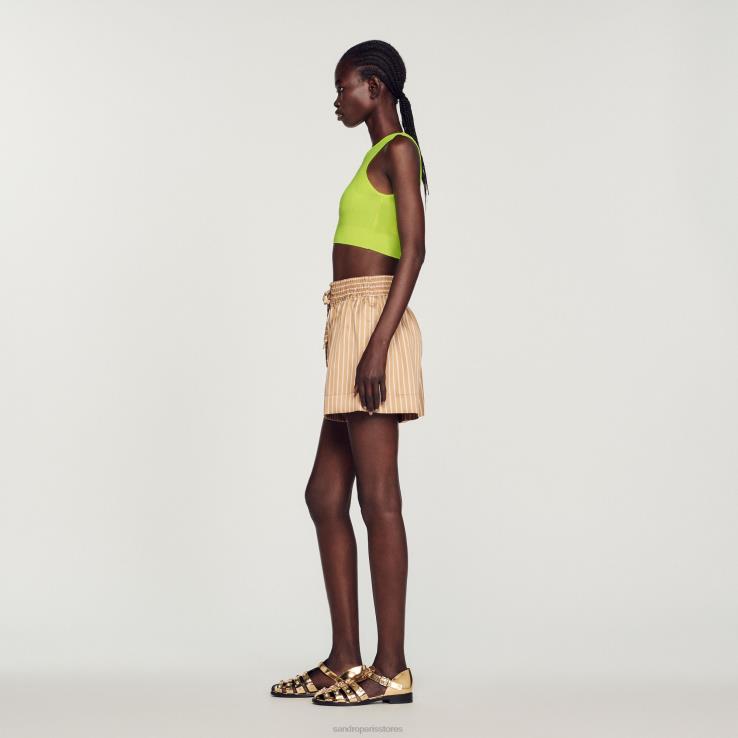 ženy Sandro Paris jablkovo zelené pletený crop top odev 428TH449