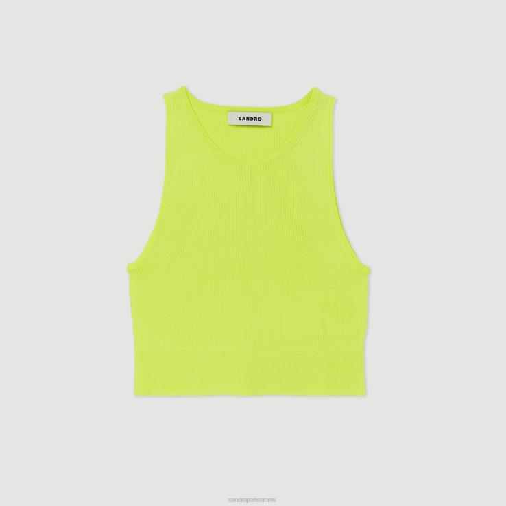 ženy Sandro Paris jablkovo zelené pletený crop top odev 428TH449