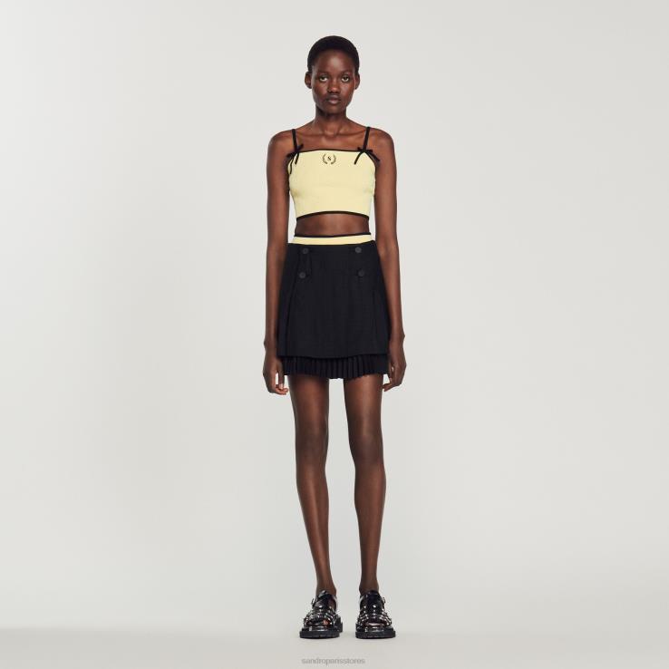 ženy Sandro Paris jedna farba pletený crop top odev 428TH217
