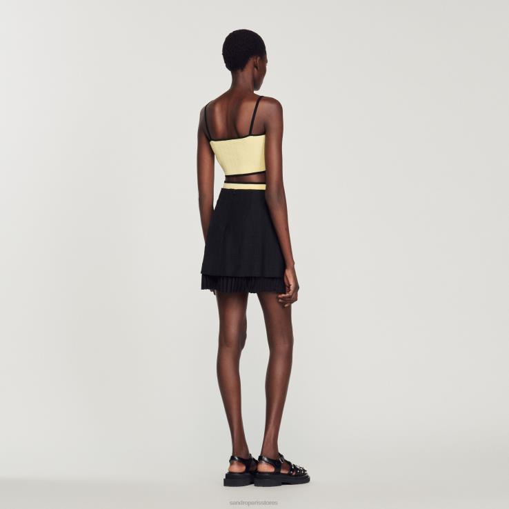ženy Sandro Paris jedna farba pletený crop top odev 428TH217