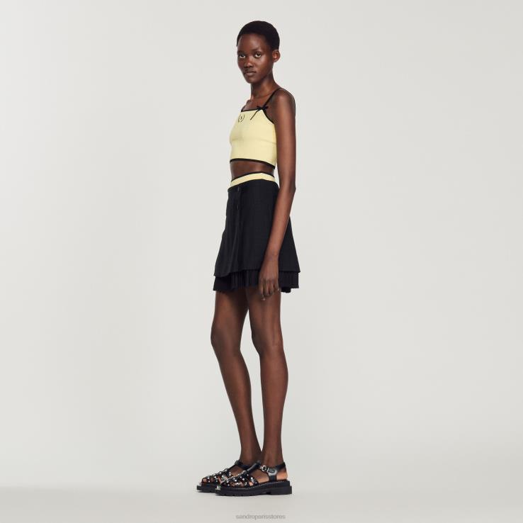 ženy Sandro Paris jedna farba pletený crop top odev 428TH217