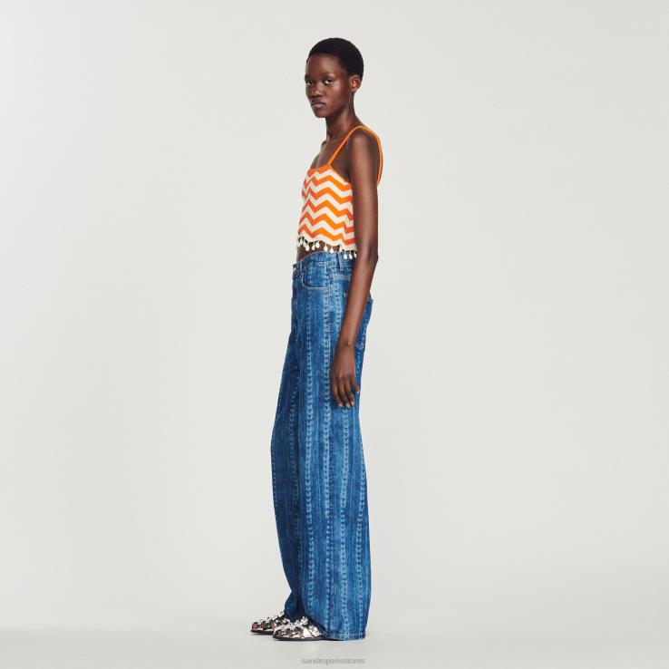 ženy Sandro Paris oranžová/biela Crop top odev 428TH446