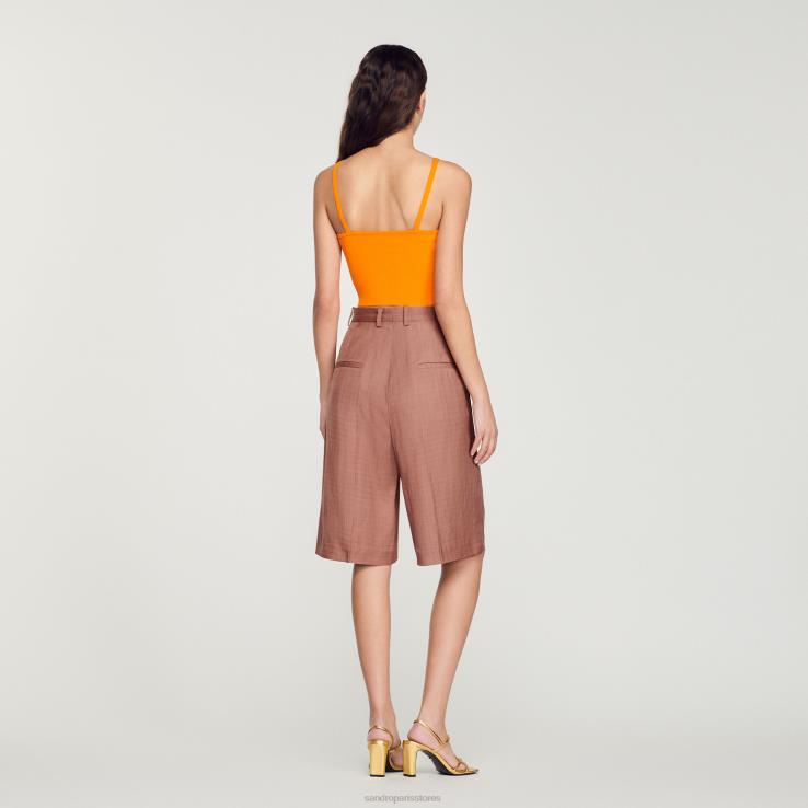ženy Sandro Paris oranžová viazaný crop top odev 428TH300
