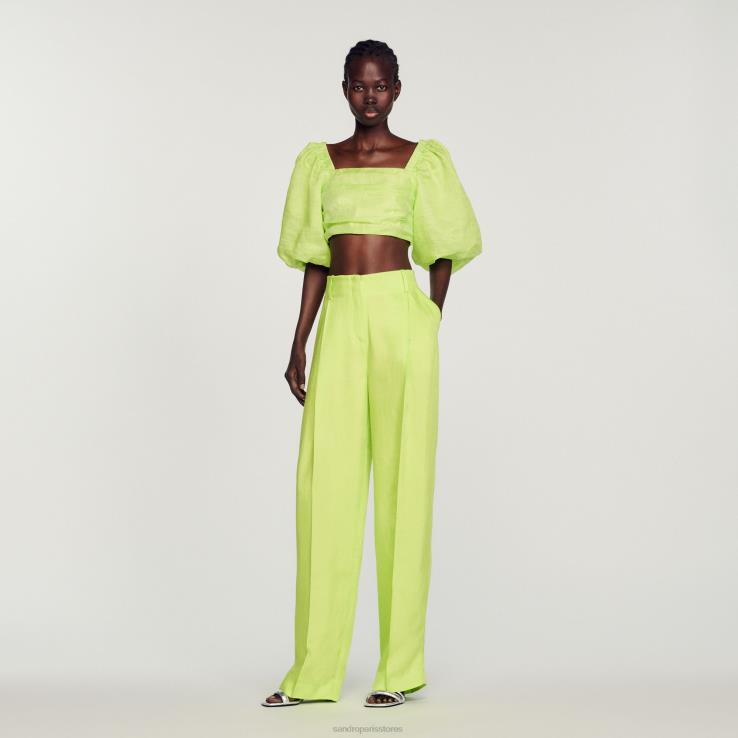 ženy Sandro Paris aníz naberaný crop top odev 428TH430