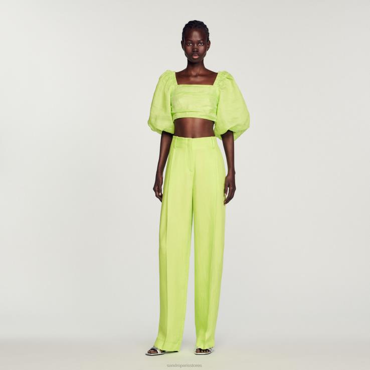 ženy Sandro Paris aníz naberaný crop top odev 428TH430