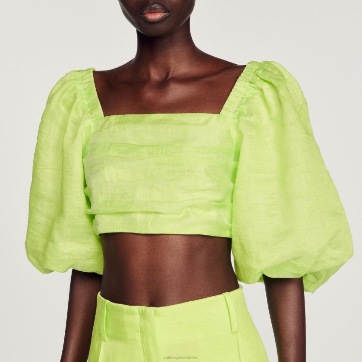 ženy Sandro Paris aníz naberaný crop top odev 428TH430