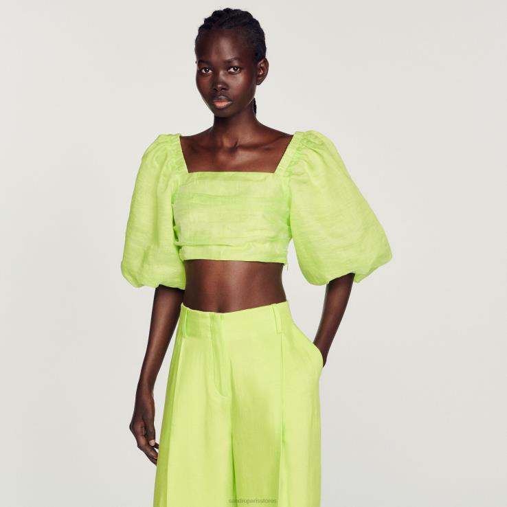 ženy Sandro Paris aníz naberaný crop top odev 428TH430