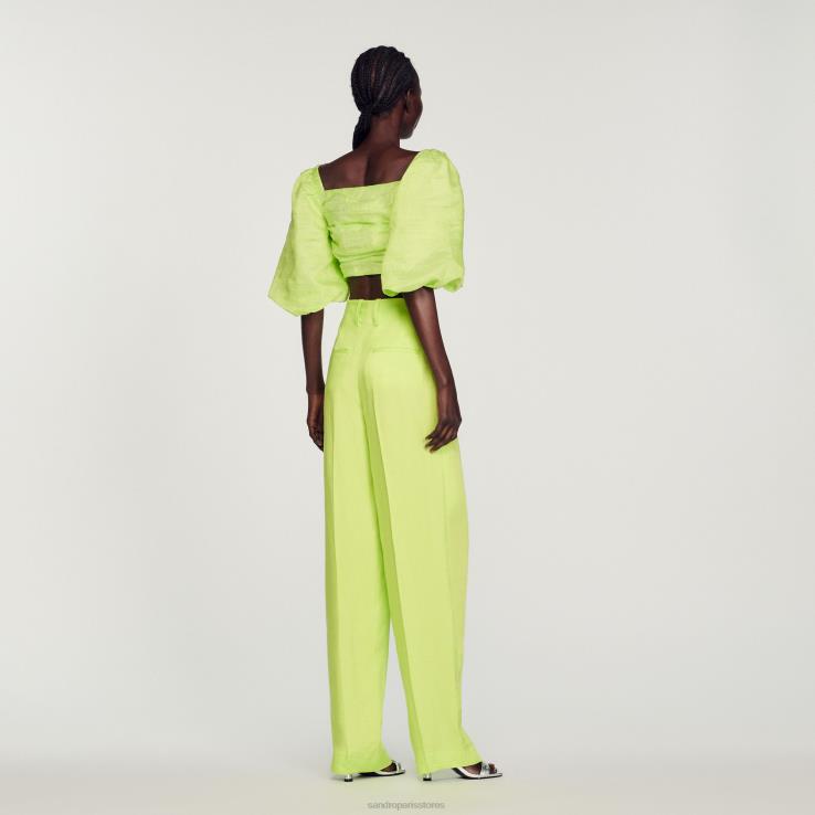 ženy Sandro Paris aníz naberaný crop top odev 428TH430