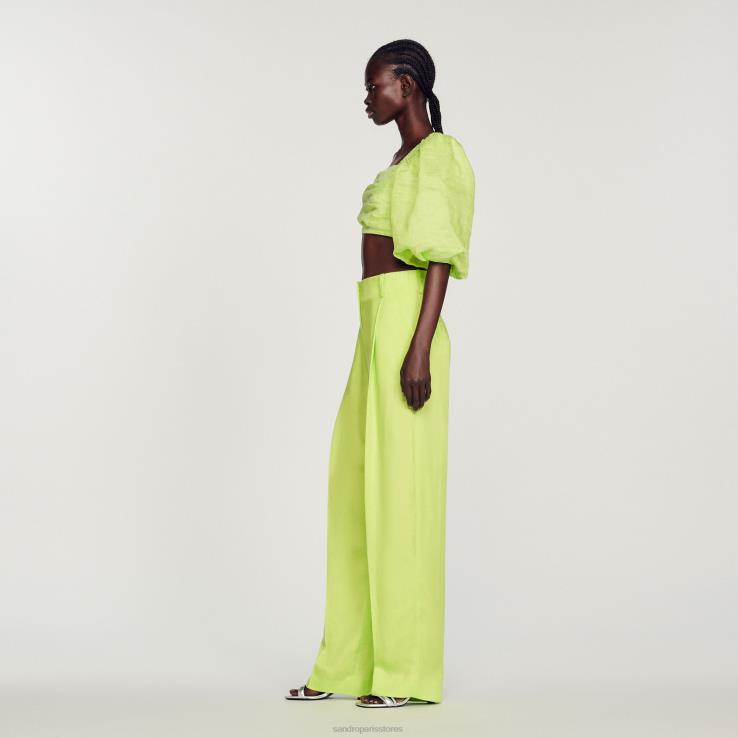 ženy Sandro Paris aníz naberaný crop top odev 428TH430