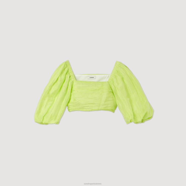 ženy Sandro Paris aníz naberaný crop top odev 428TH430