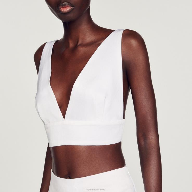 ženy Sandro Paris biely bralette top odev 428TH94