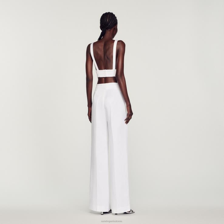 ženy Sandro Paris biely bralette top odev 428TH94