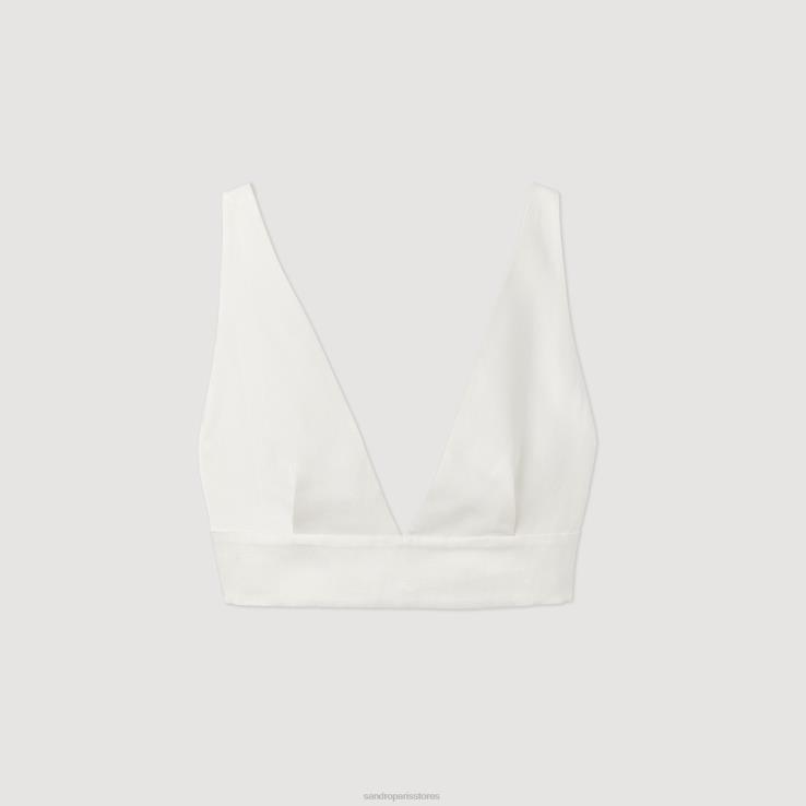 ženy Sandro Paris biely bralette top odev 428TH94