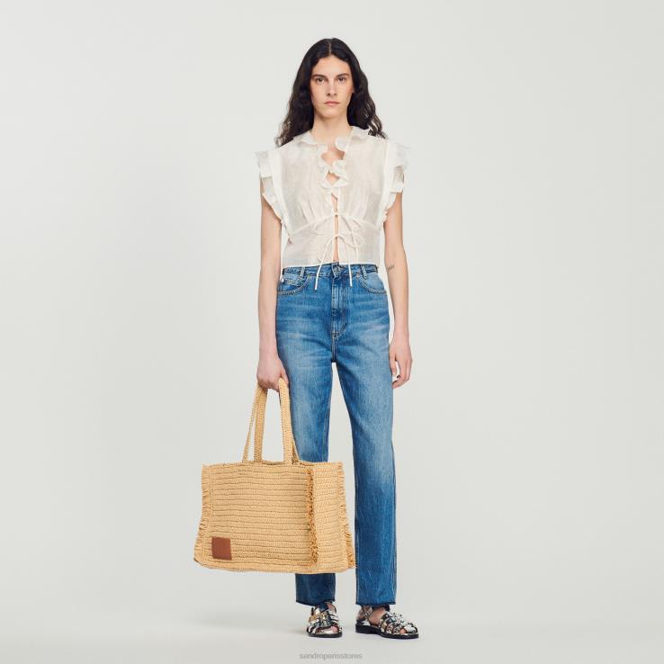 ženy Sandro Paris biely crop top odev 428TH102