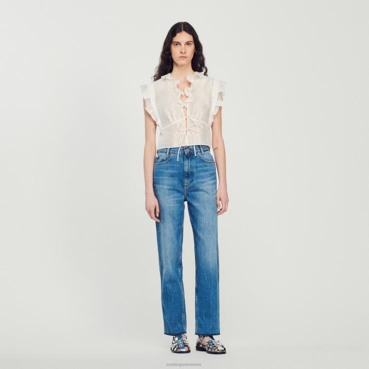 ženy Sandro Paris biely crop top odev 428TH102
