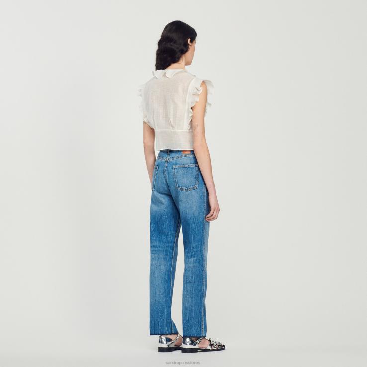 ženy Sandro Paris biely crop top odev 428TH102