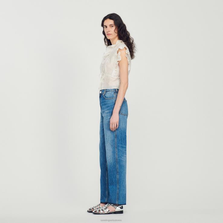 ženy Sandro Paris biely crop top odev 428TH102