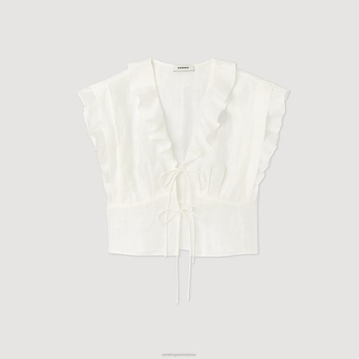 ženy Sandro Paris biely crop top odev 428TH102