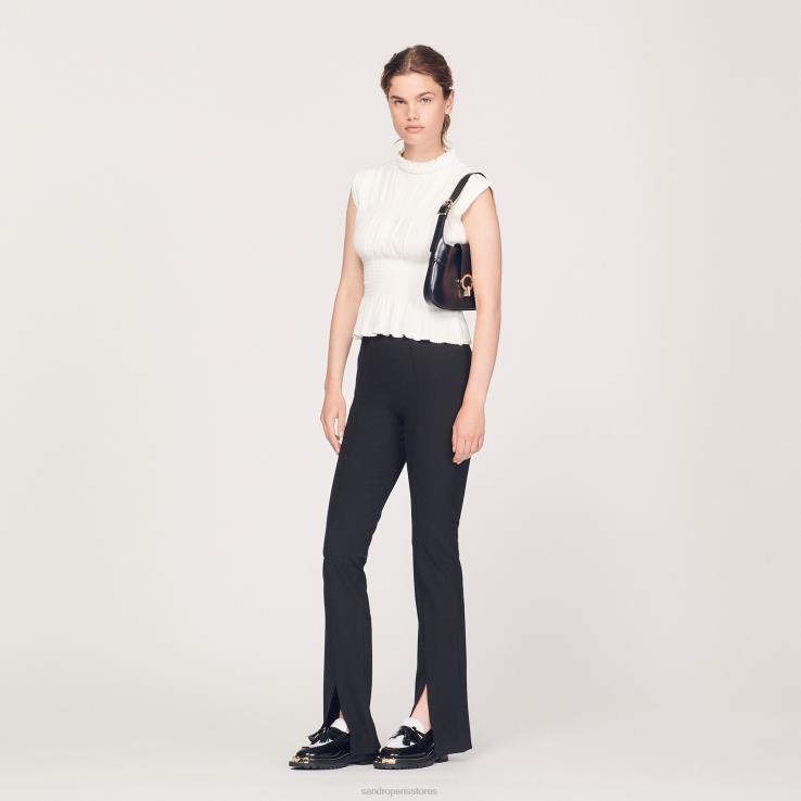 ženy Sandro Paris ecru smock top odev 428TH231