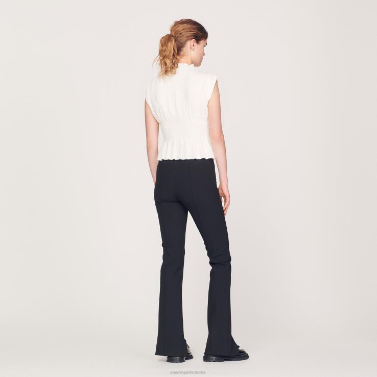 ženy Sandro Paris ecru smock top odev 428TH231