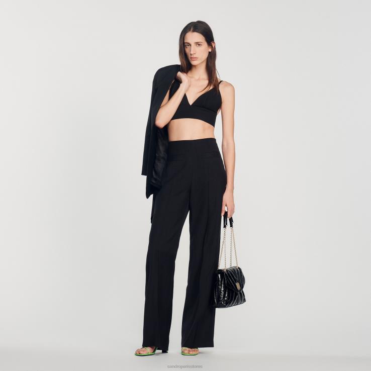 ženy Sandro Paris čierna crop top odev 428TH223
