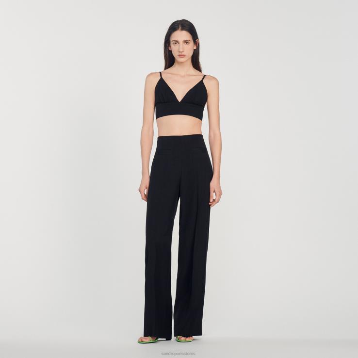 ženy Sandro Paris čierna crop top odev 428TH223