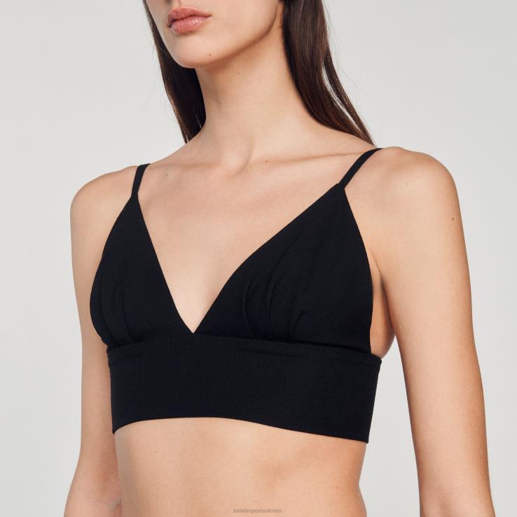 ženy Sandro Paris čierna crop top odev 428TH223