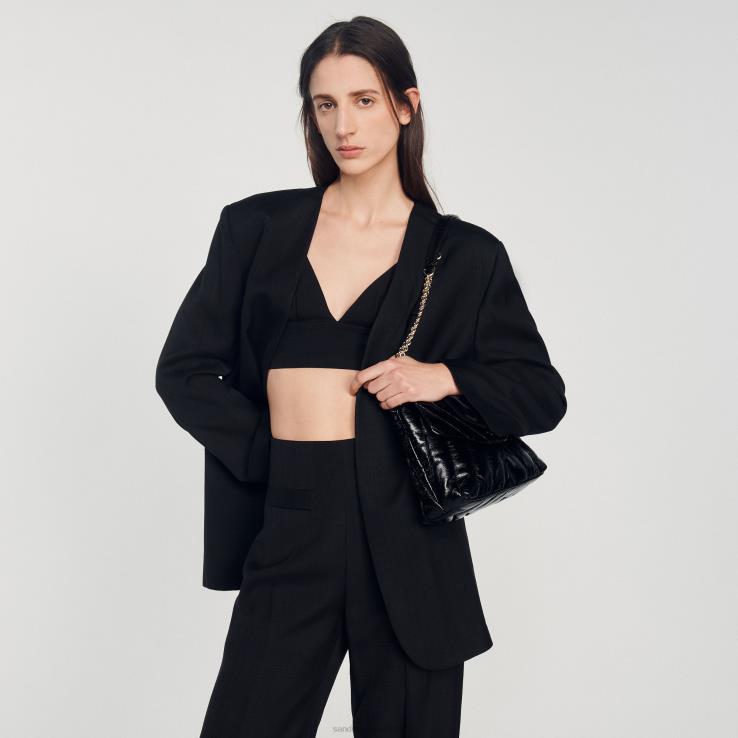 ženy Sandro Paris čierna crop top odev 428TH223