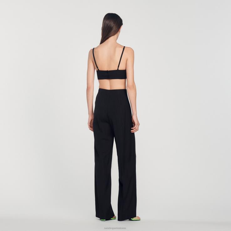 ženy Sandro Paris čierna crop top odev 428TH223