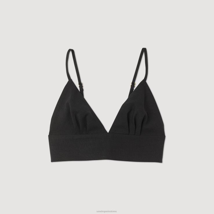 ženy Sandro Paris čierna crop top odev 428TH223