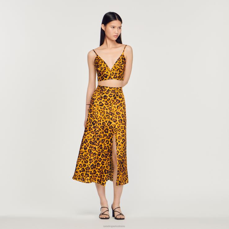 ženy Sandro Paris oranžová/čierna leopardí bralette top odev 428TH286